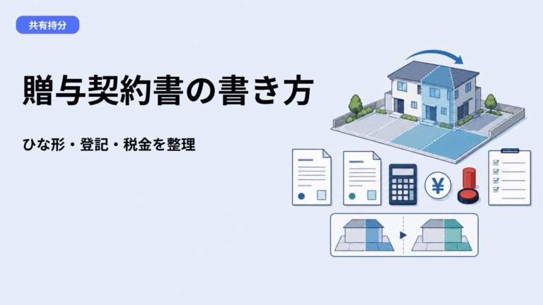 共有持分の贈与契約書【ひな形付き】書き方・登記申請・贈与税の計算・売却との比較を徹底解説