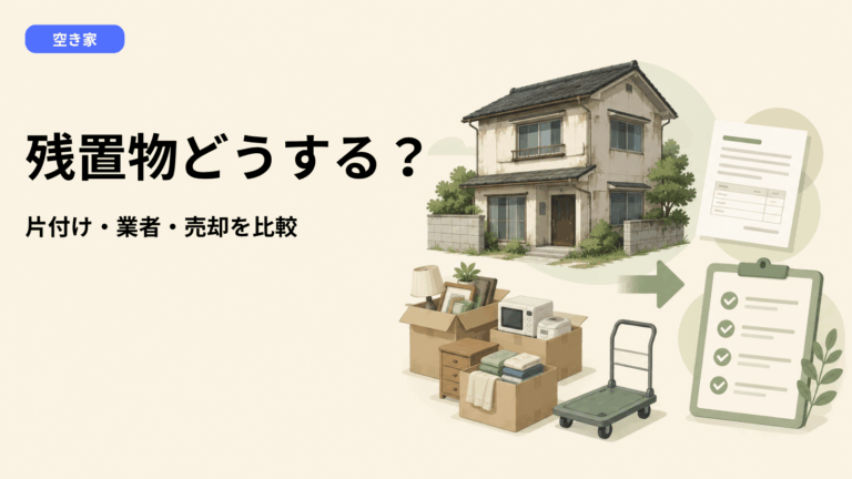 空き家の残置物はどう処分する？自分で片付ける・業者に頼む・そのまま売る判断手順