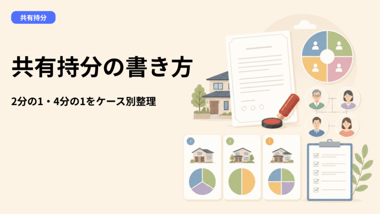 遺産分割協議書の「共有持分」の書き方｜2分の1・4分の1の違いと3つのケース別記載例