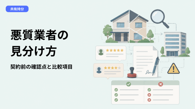 共有持分の買取業者トラブルを避ける方法｜悪質業者の見分け方と契約前に確認すべきこと