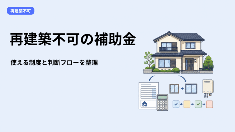 【2026年7月】再建築不可物件のリフォーム補助金ガイド｜使える制度・工事別シミュレーション・判断フローまで完全解説